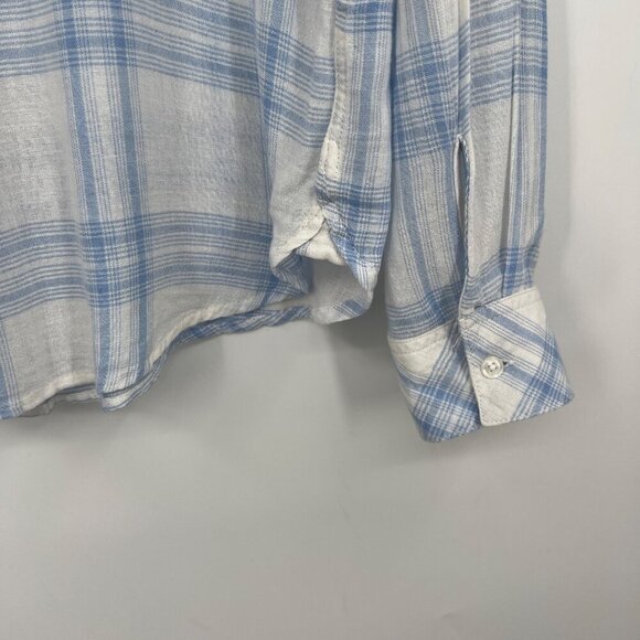 RAILS Charli Linen Blend Shirt Pale Blue White small - Picture 9 of 14